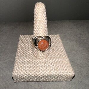 Sunstone & Sterling Silver Heartshaped ring by Jay King